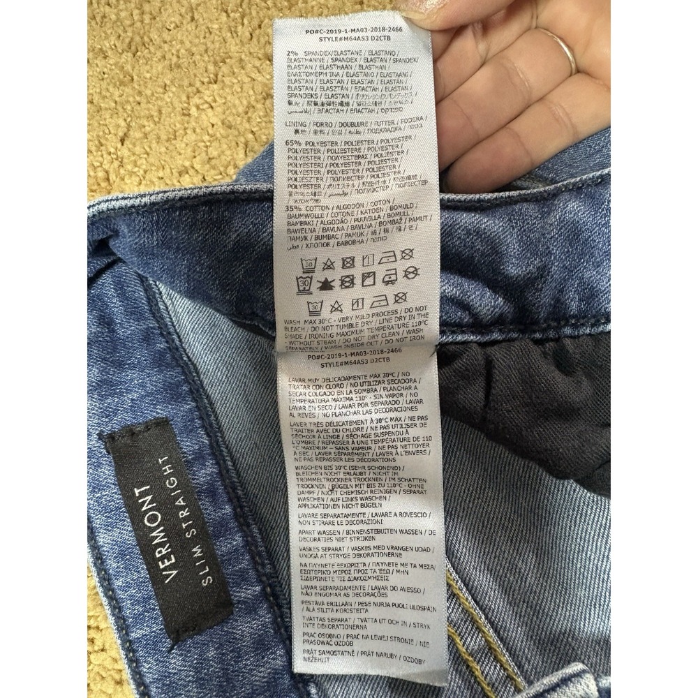 Guess Vermont Slim Straight Jeans Men 29 Blue Distressed‎ Button Fly Low Rise - Picture 5 of 10